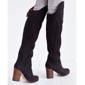 EUC Dolce Vita Myer Over-the-knee Boot Charcoal Suede with Braided Seam Detail